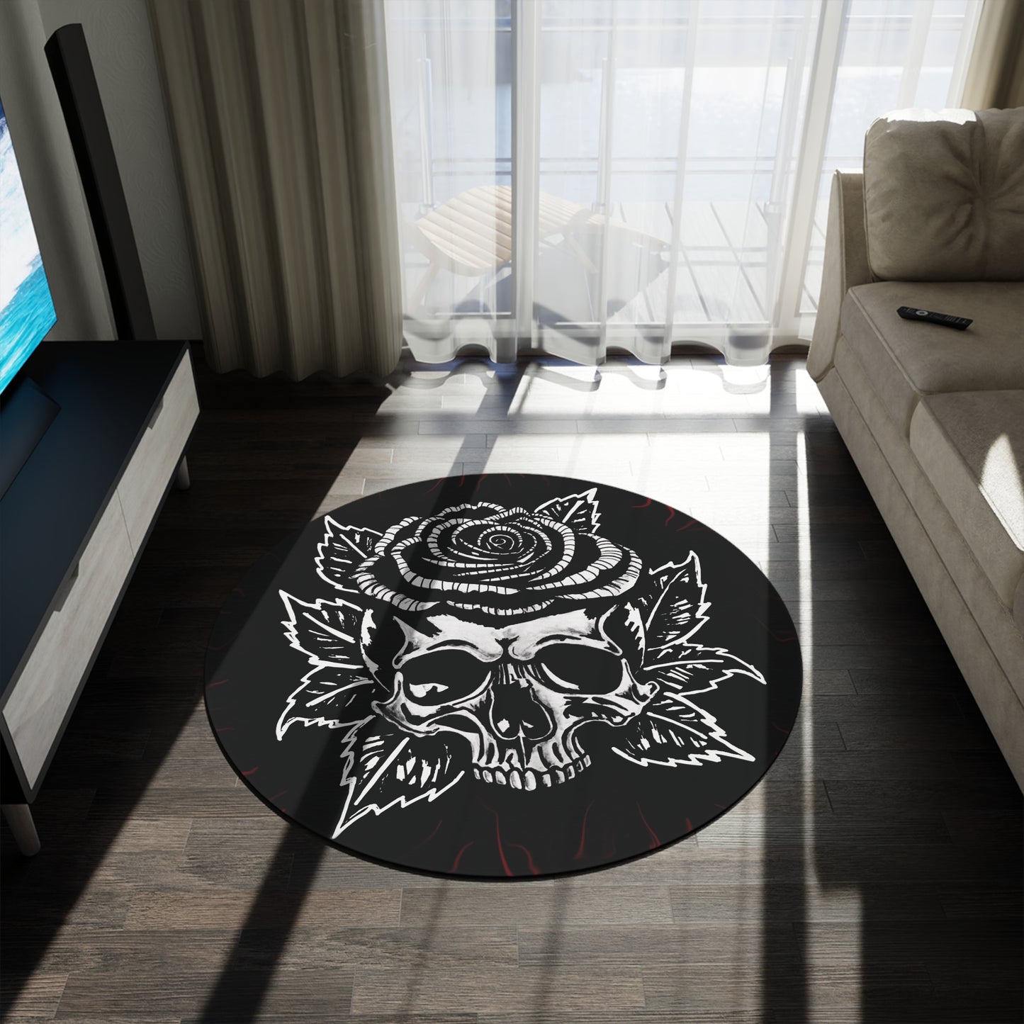 Rose Skull Round Rug