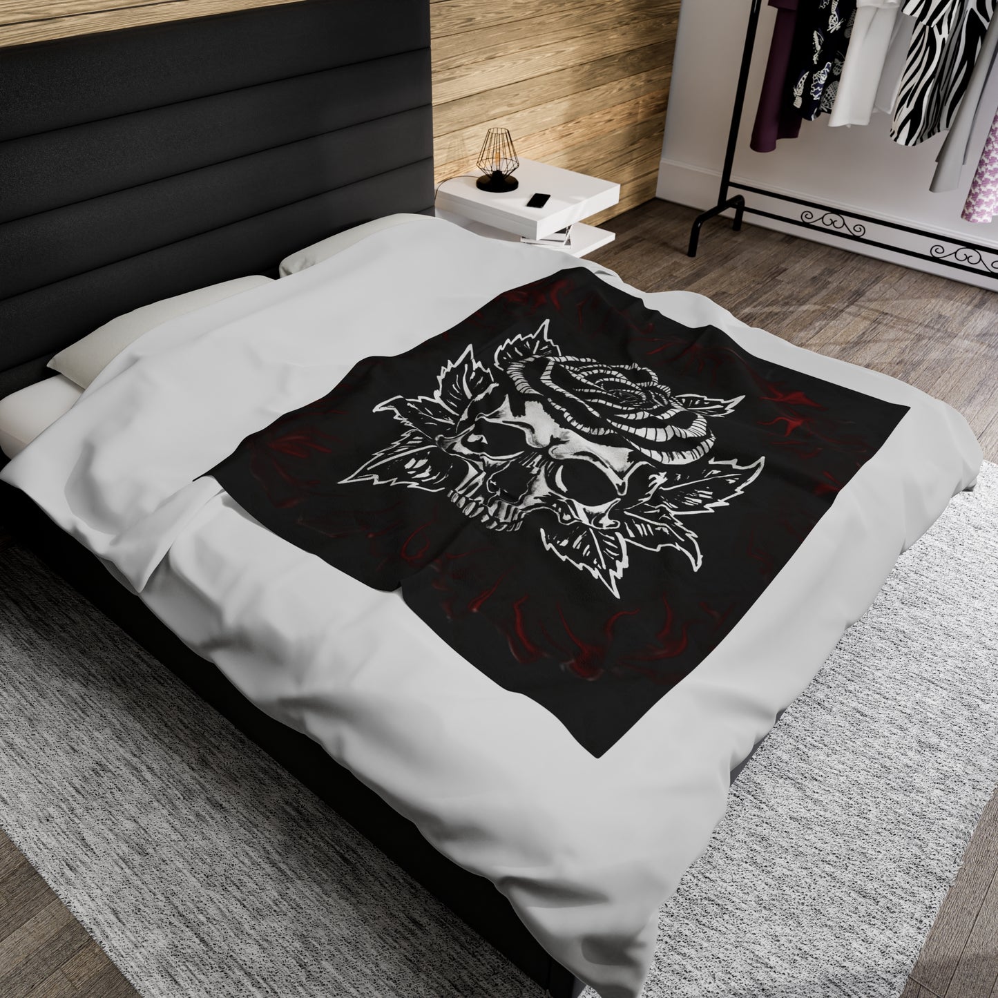 Rose Skull Velveteen Plush Blanket