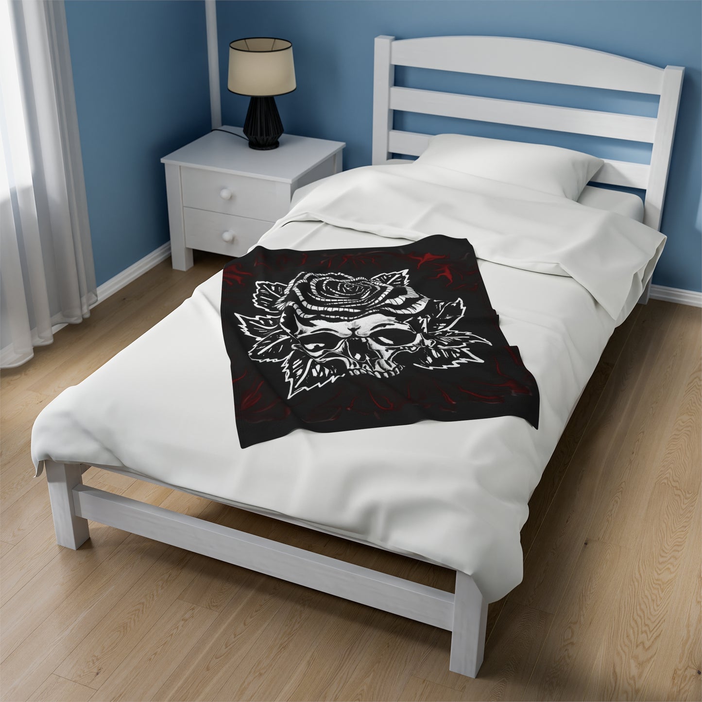 Rose Skull Velveteen Plush Blanket