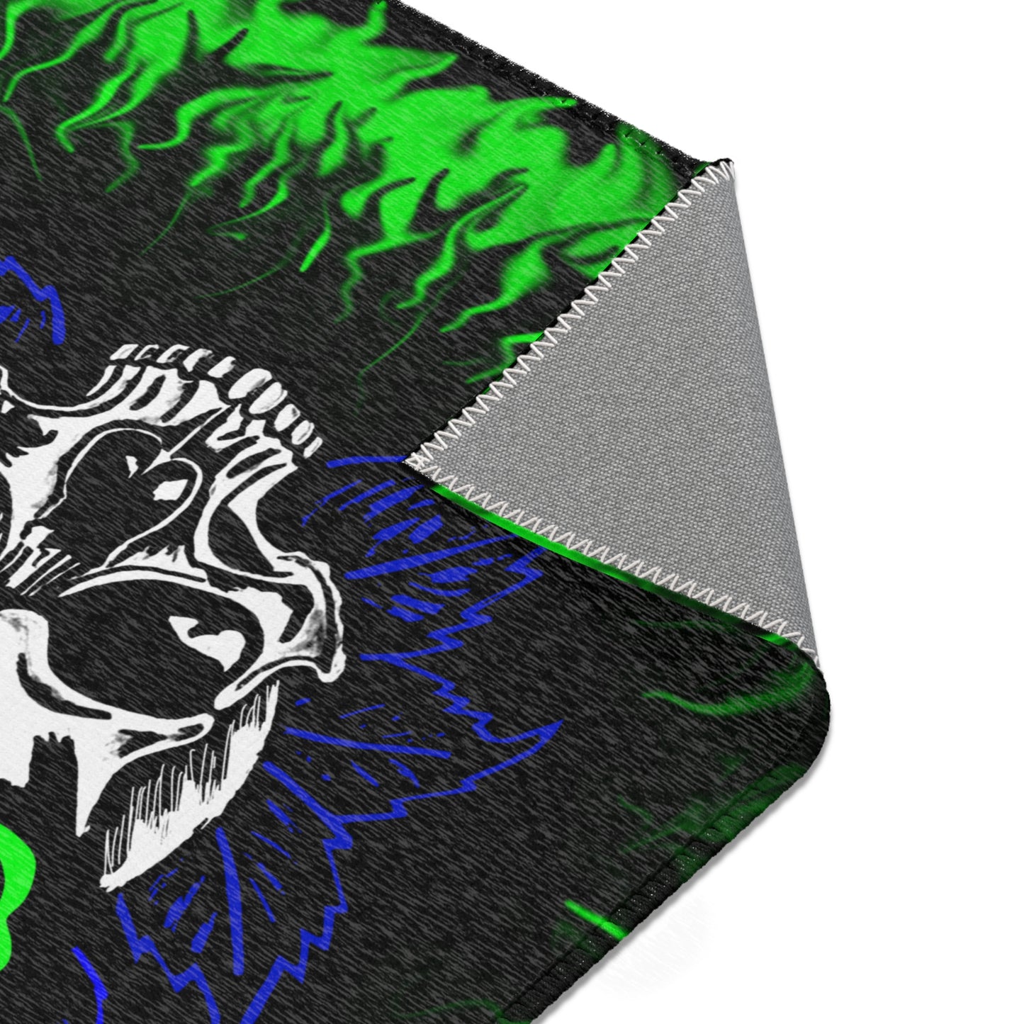 Green Rose Skull Area Rugs