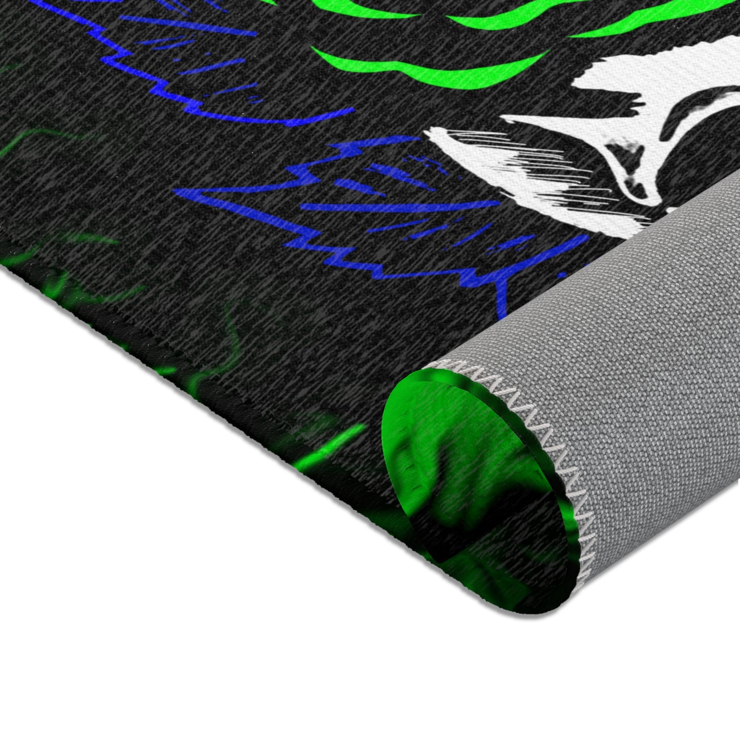 Green Rose Skull Area Rugs