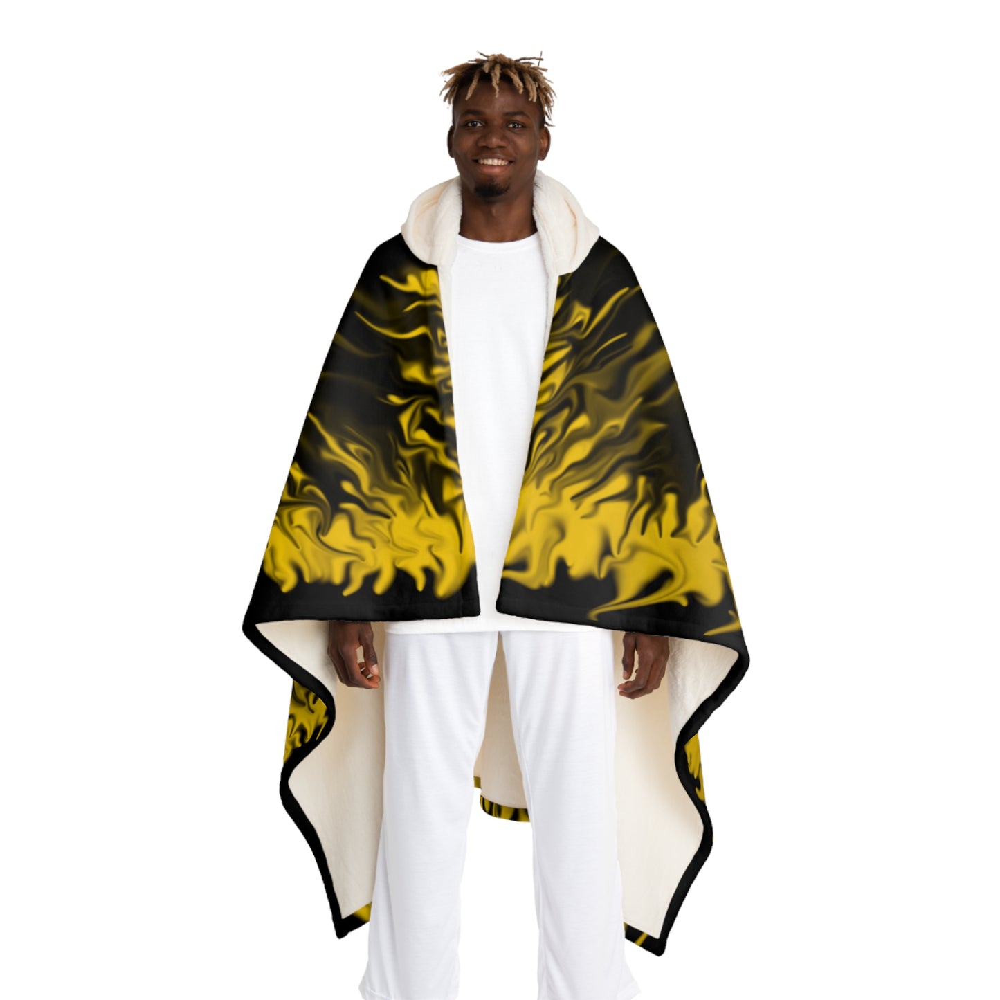 Gold Rose Skull Hooded Sherpa Fleece Blanket