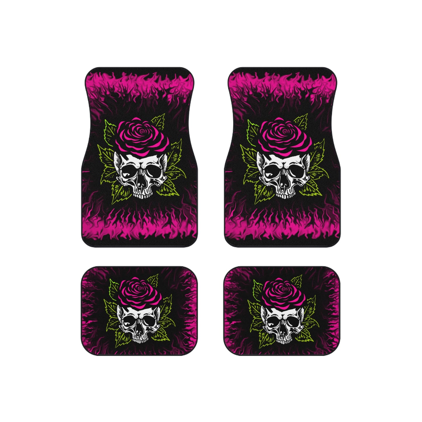 Pink Rose Skull Car Mats (Set of 4)