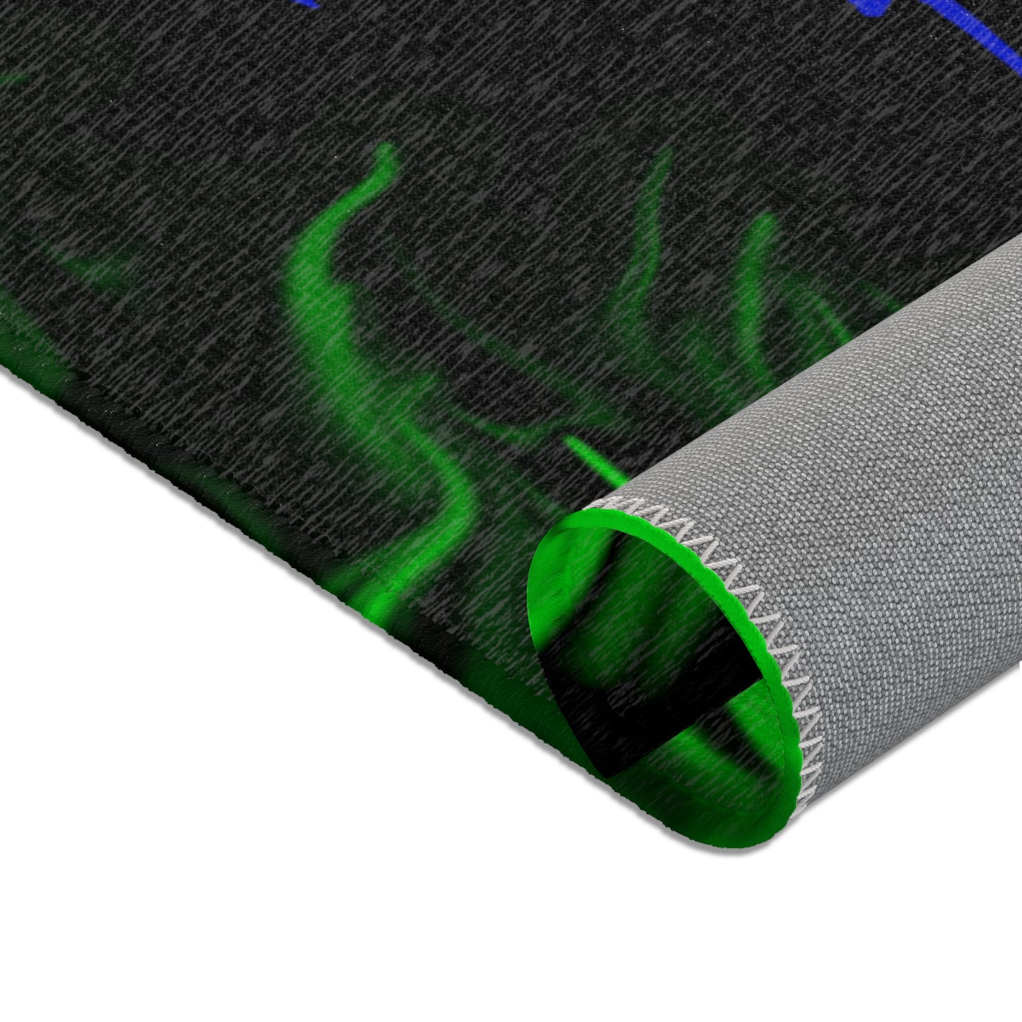 Green Rose Skull Area Rugs