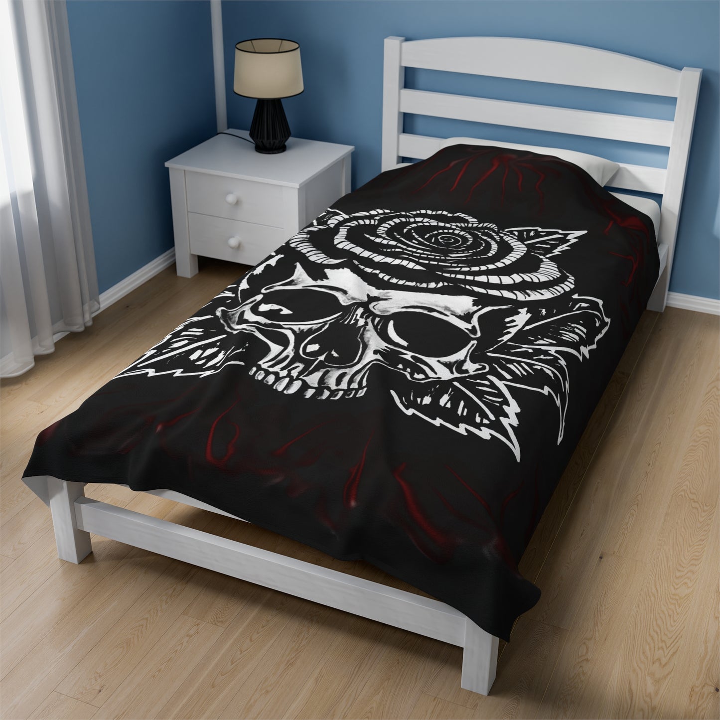 Rose Skull Velveteen Plush Blanket