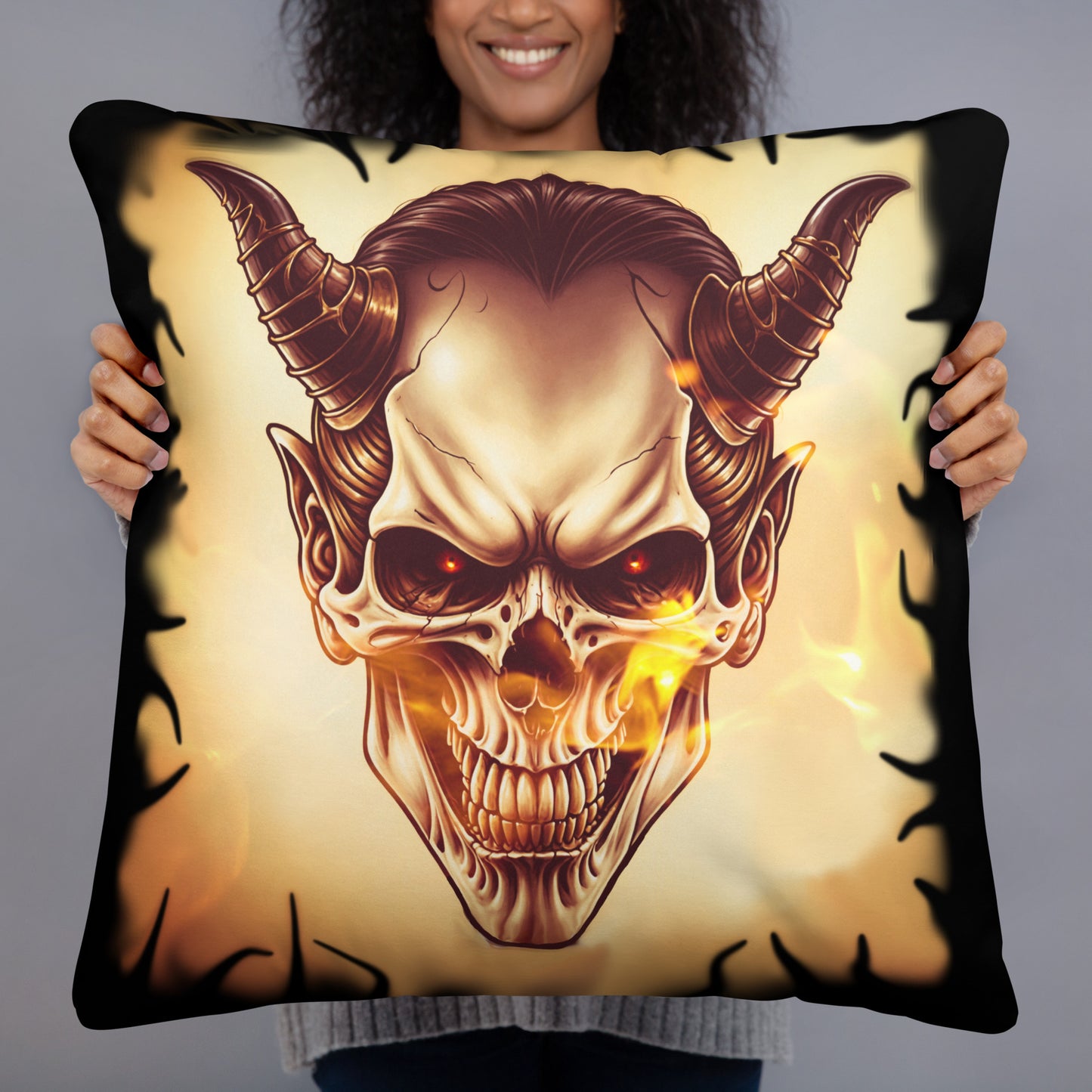 Devil's smile Basic Pillow