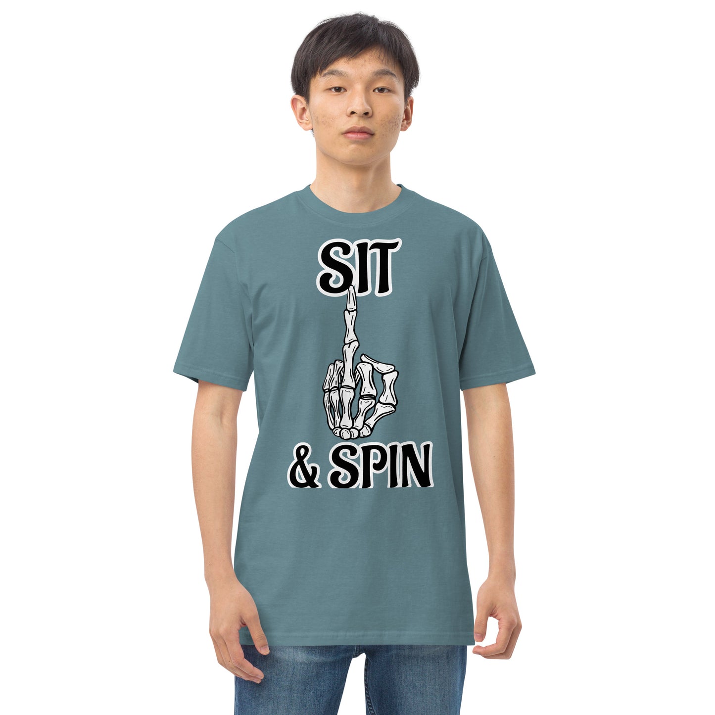 Sit and spin Men’s premium heavyweight tee