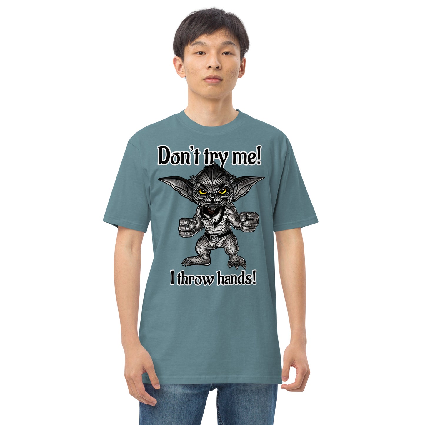 I throw hands Men’s premium heavyweight tee