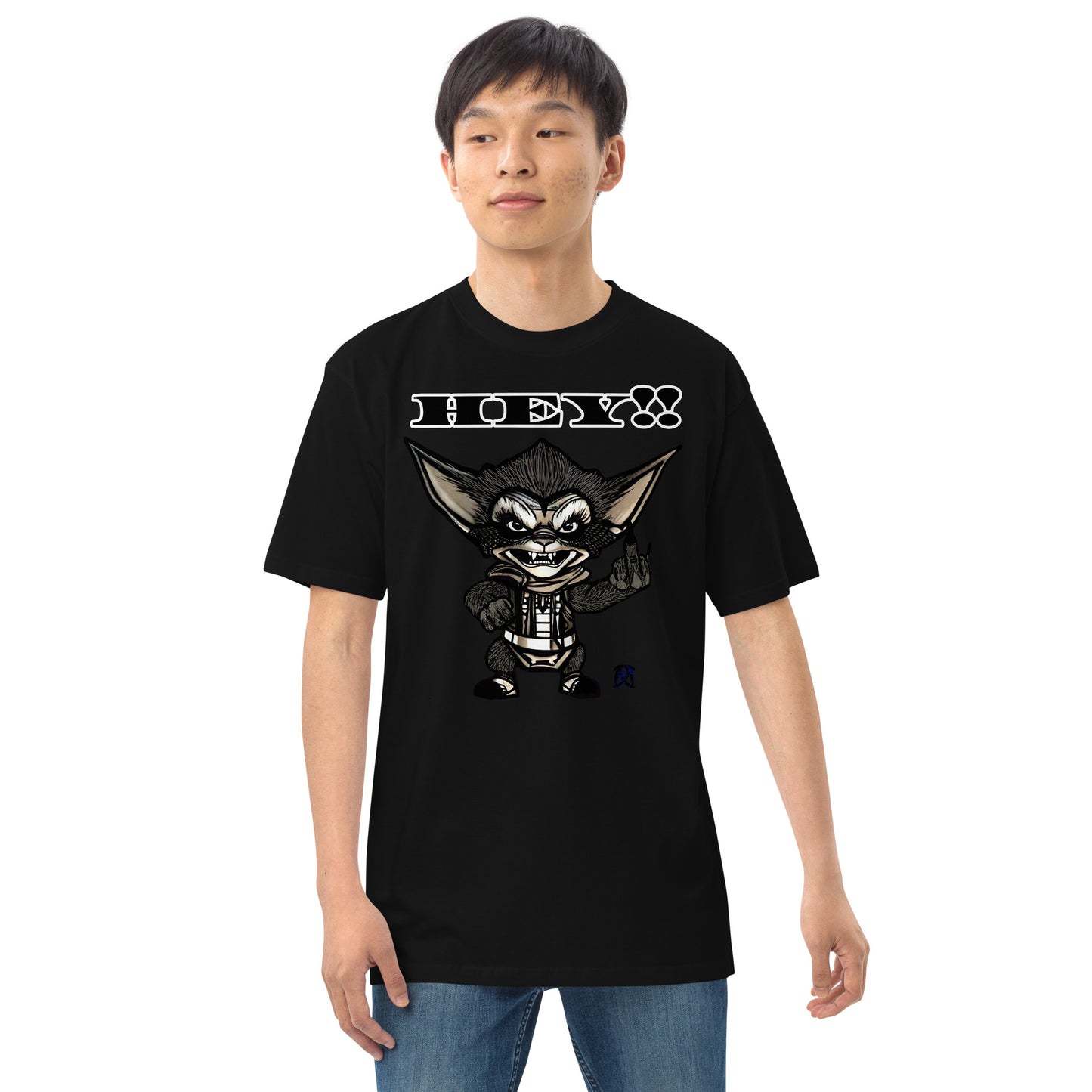 Hey! Men’s premium heavyweight tee