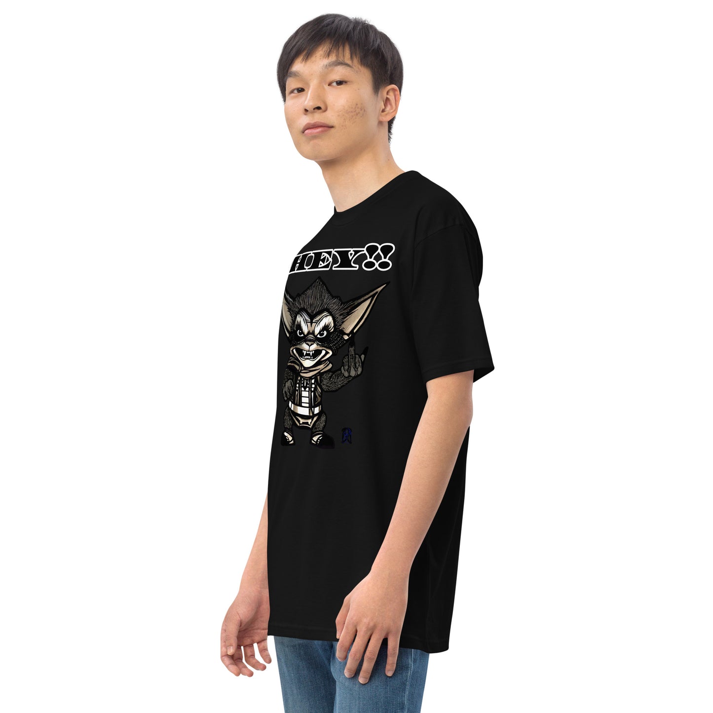 Hey! Men’s premium heavyweight tee