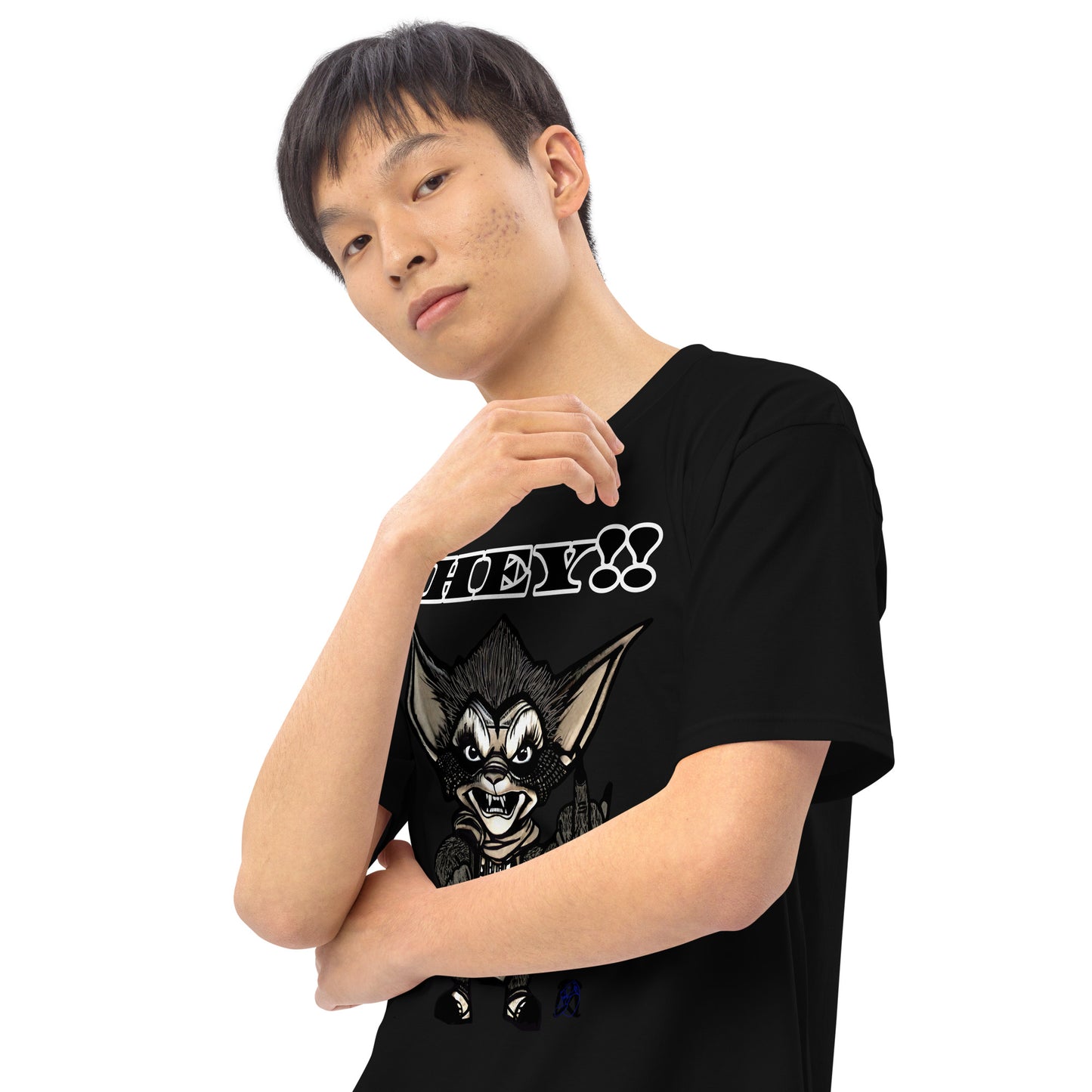Hey! Men’s premium heavyweight tee