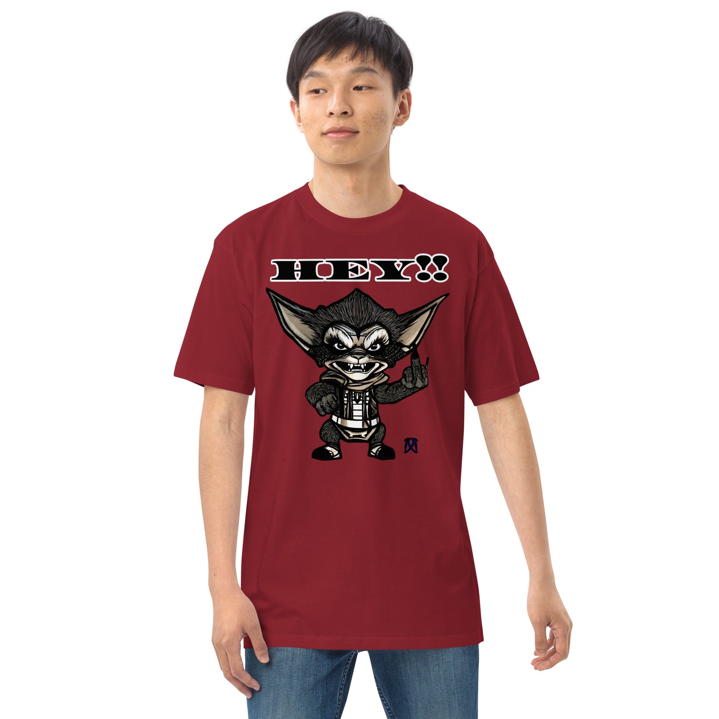 Hey! Men’s premium heavyweight tee