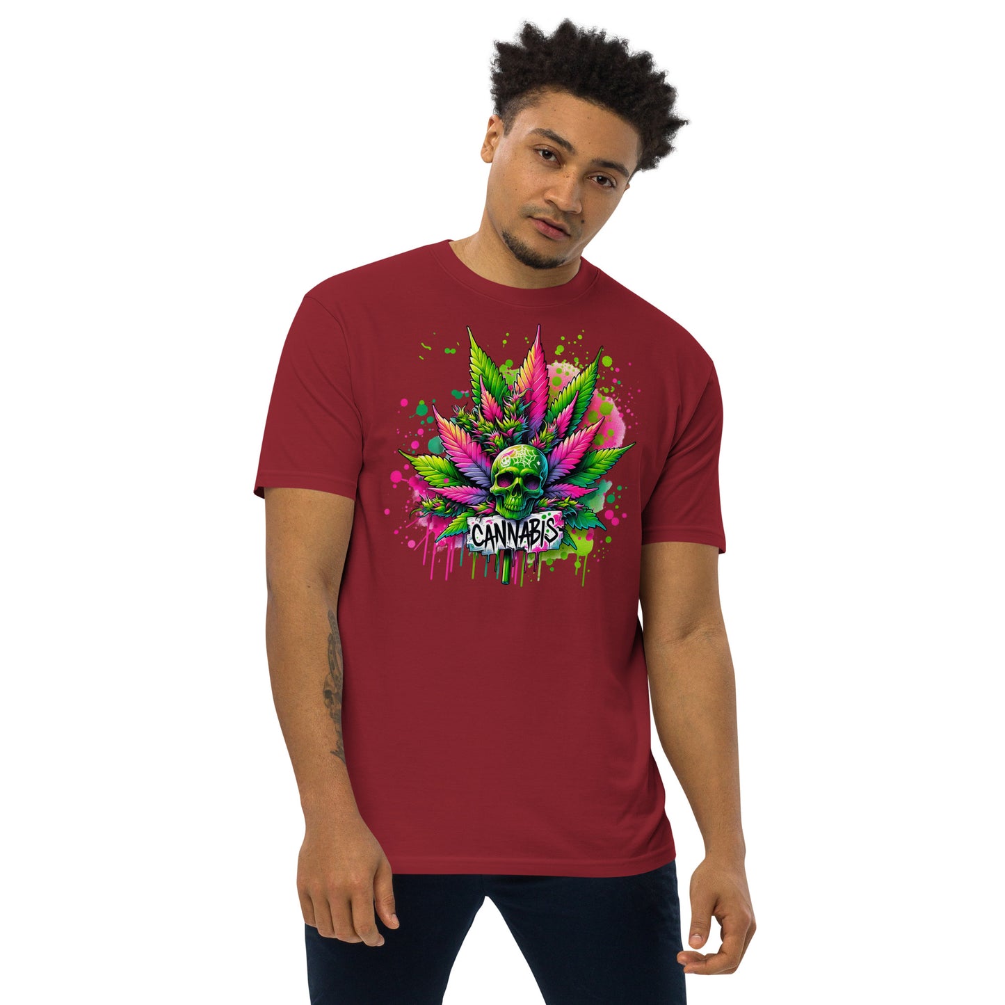 Weed Skull Men’s premium heavyweight tee