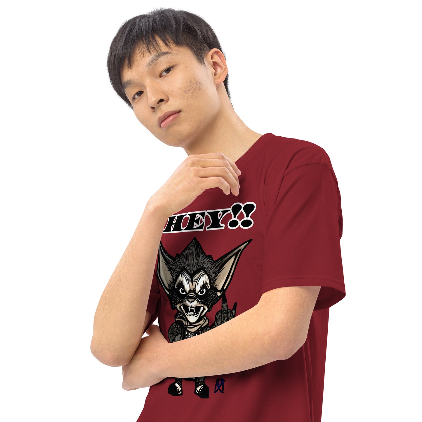 Hey! Men’s premium heavyweight tee