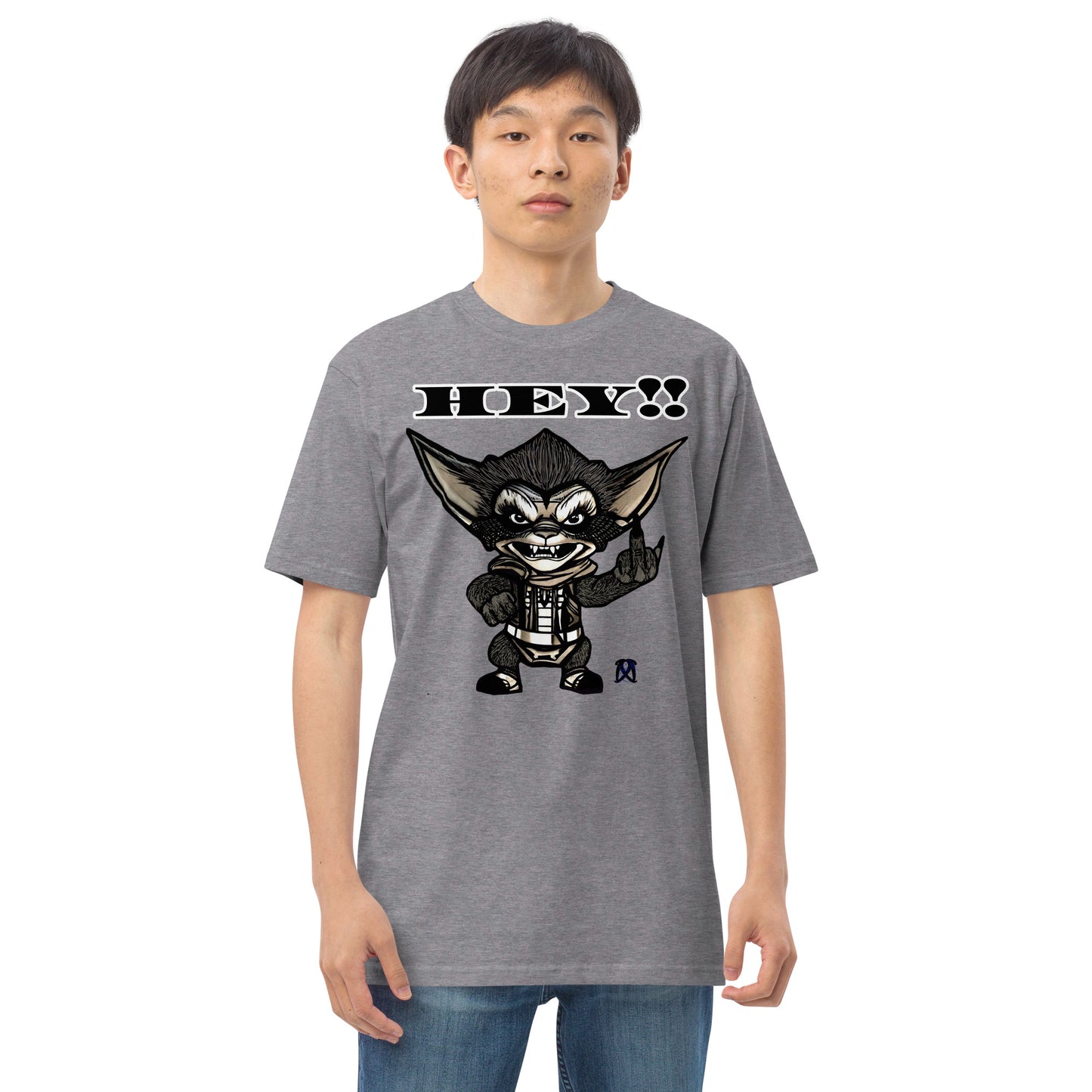 Hey! Men’s premium heavyweight tee