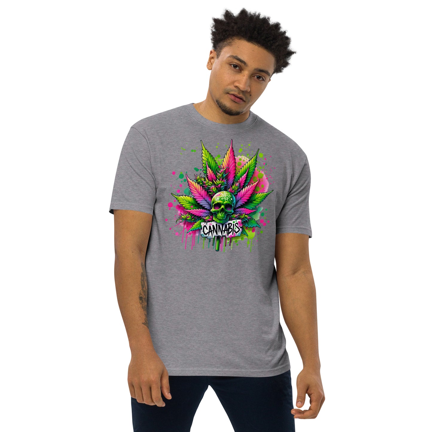 Weed Skull Men’s premium heavyweight tee