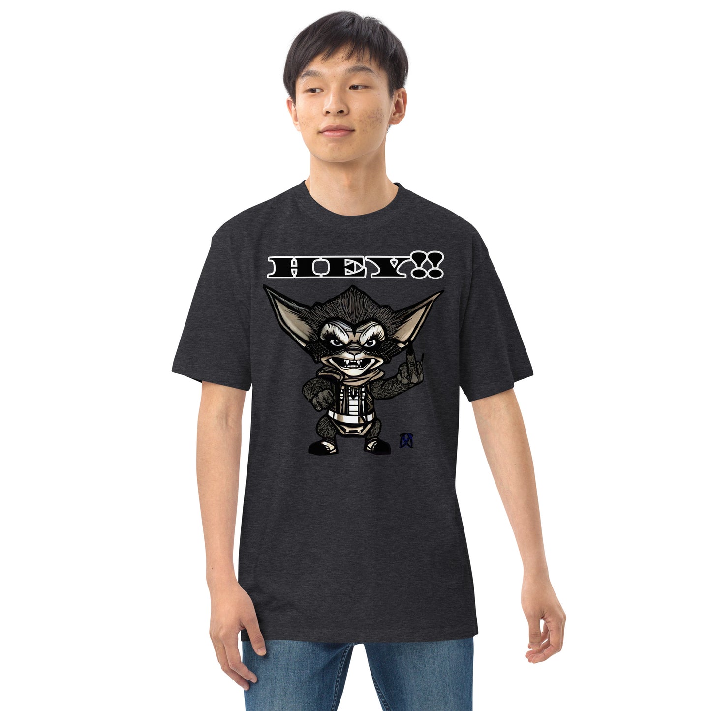 Hey! Men’s premium heavyweight tee