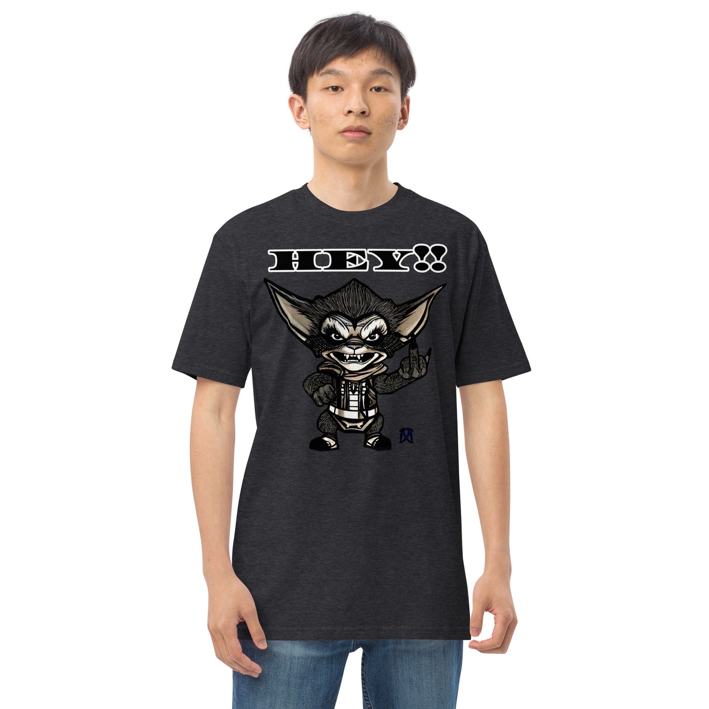 Hey! Men’s premium heavyweight tee