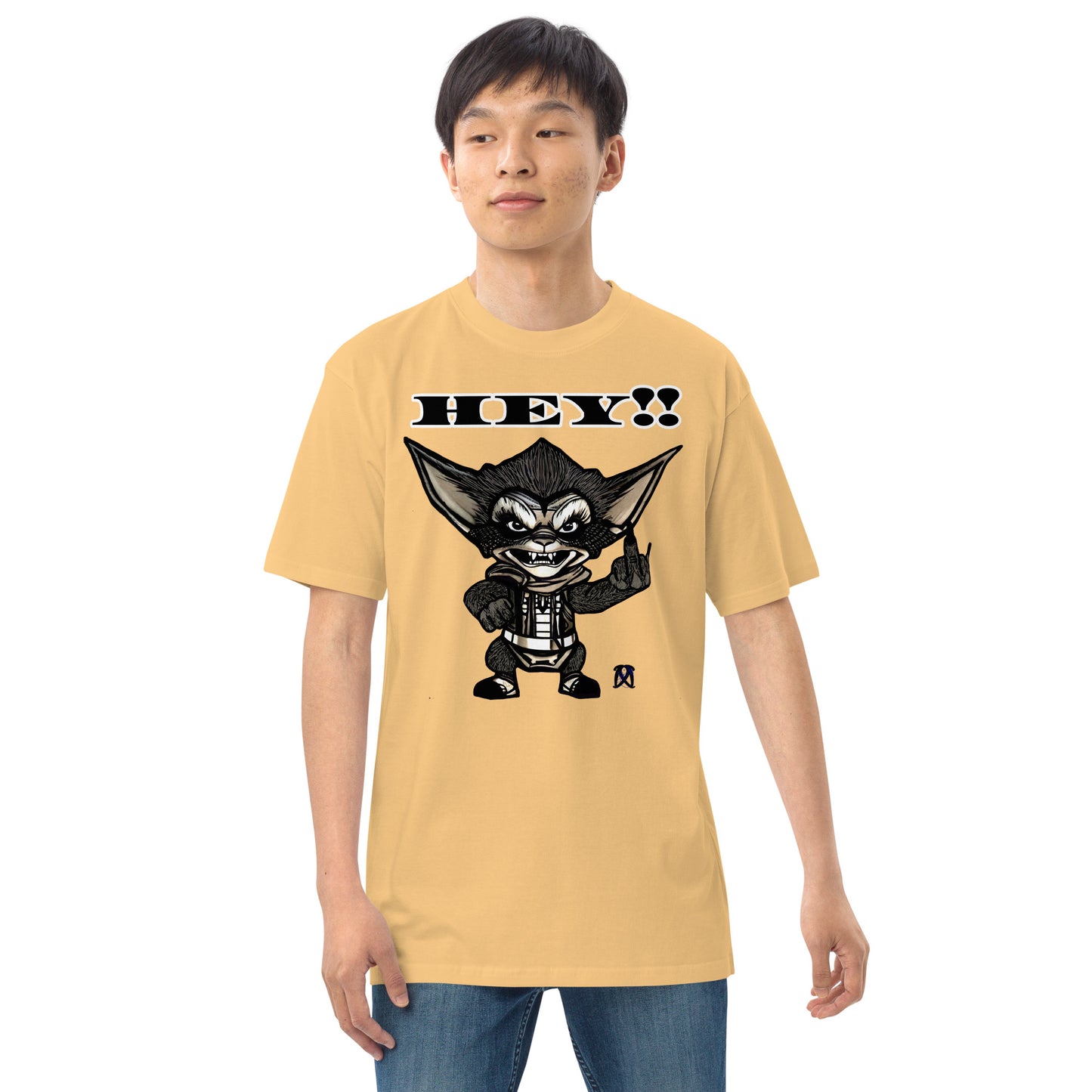 Hey! Men’s premium heavyweight tee