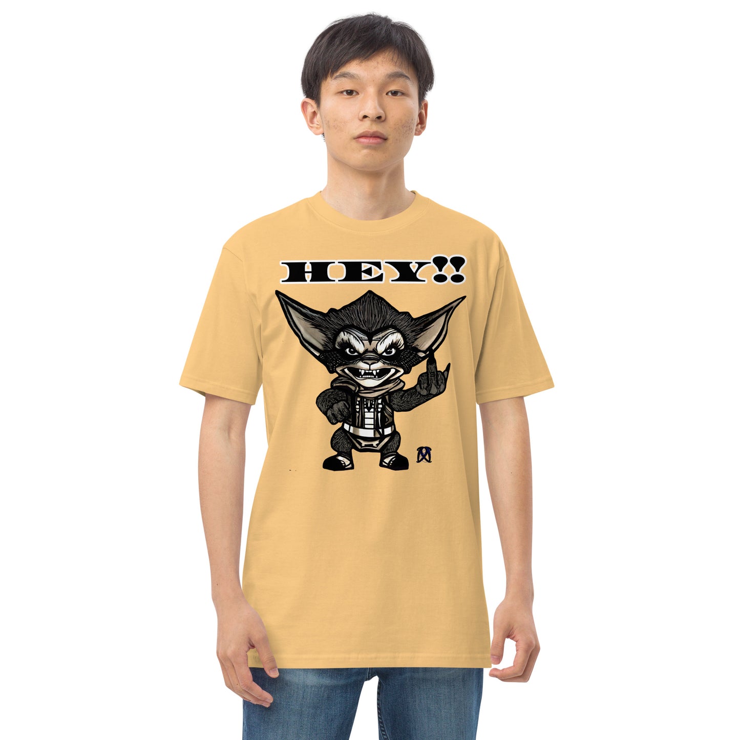 Hey! Men’s premium heavyweight tee