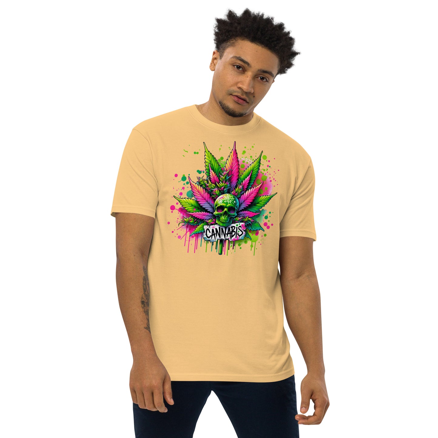 Weed Skull Men’s premium heavyweight tee