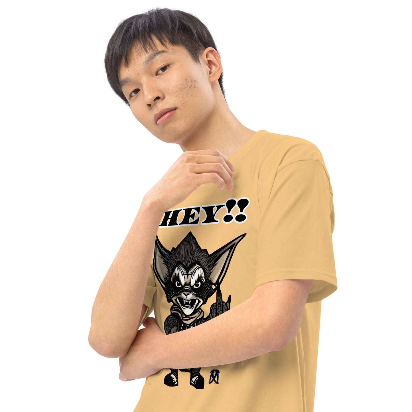 Hey! Men’s premium heavyweight tee