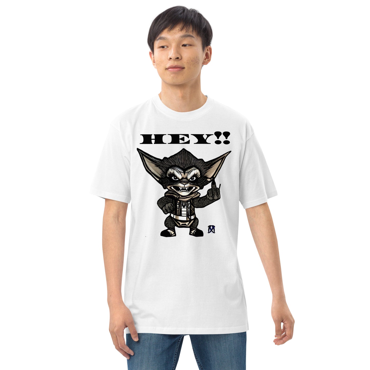 Hey! Men’s premium heavyweight tee