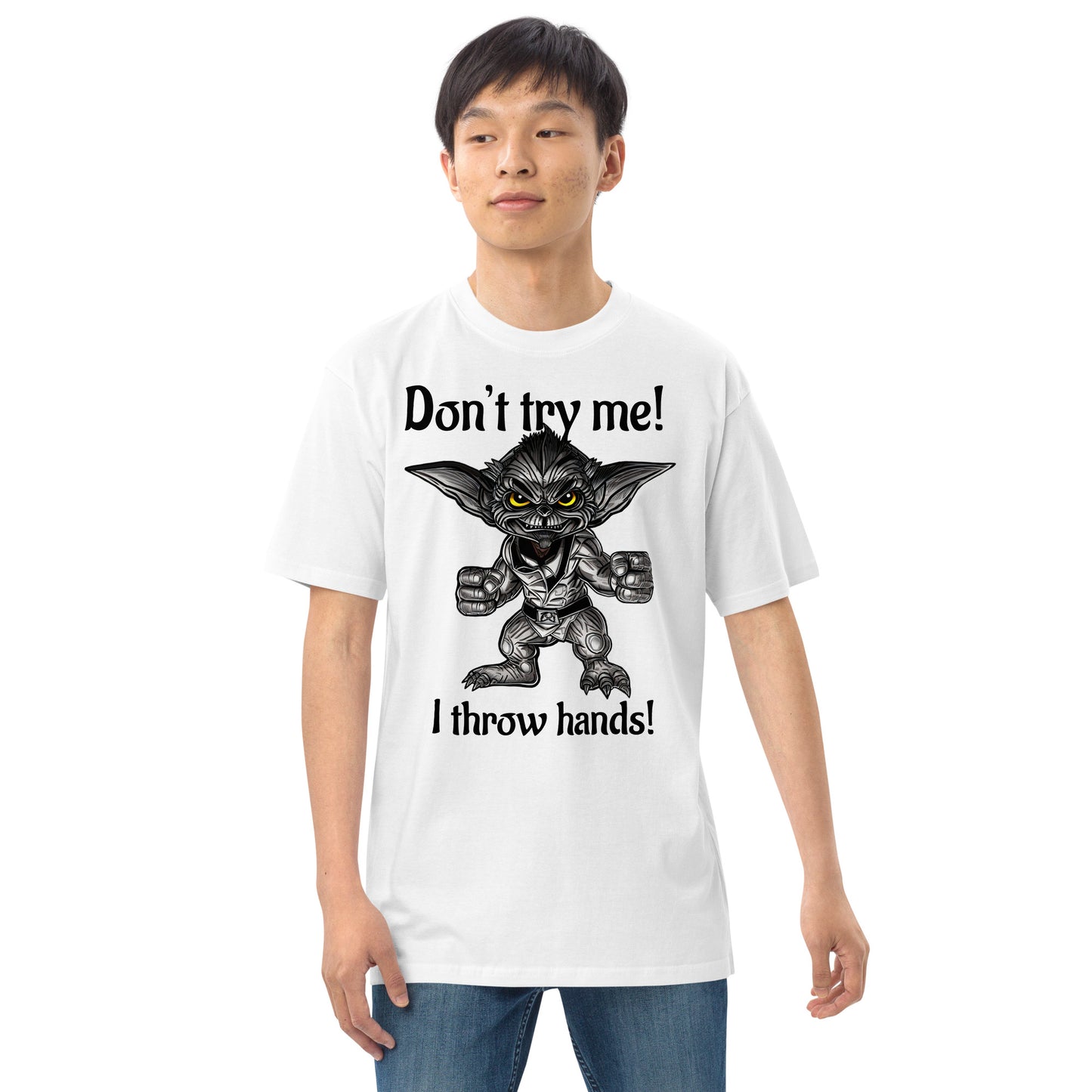 I throw hands Men’s premium heavyweight tee