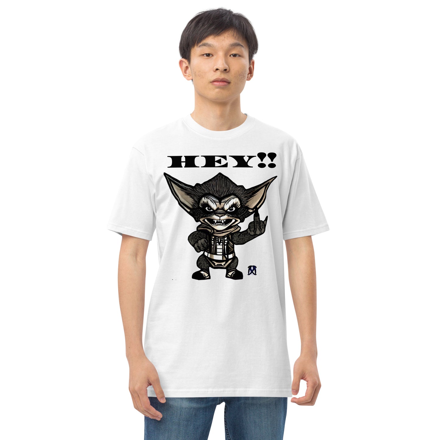 Hey! Men’s premium heavyweight tee