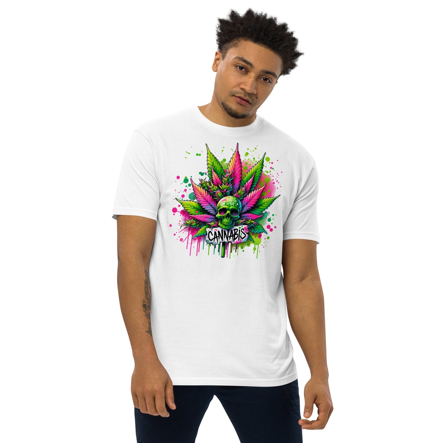 Weed Skull Men’s premium heavyweight tee