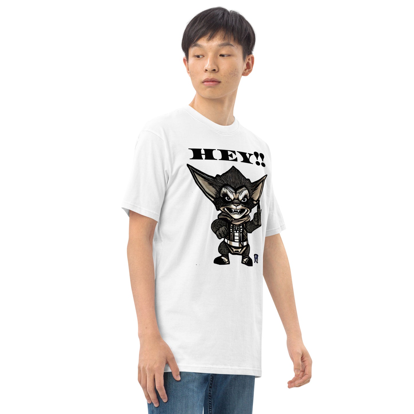 Hey! Men’s premium heavyweight tee