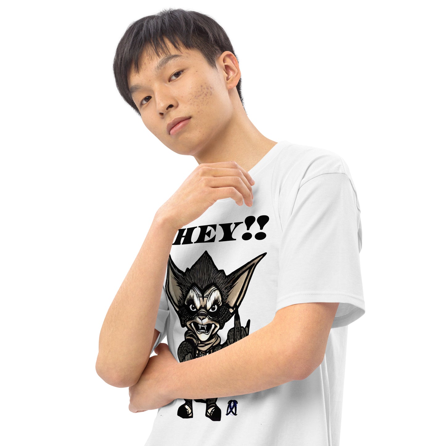Hey! Men’s premium heavyweight tee